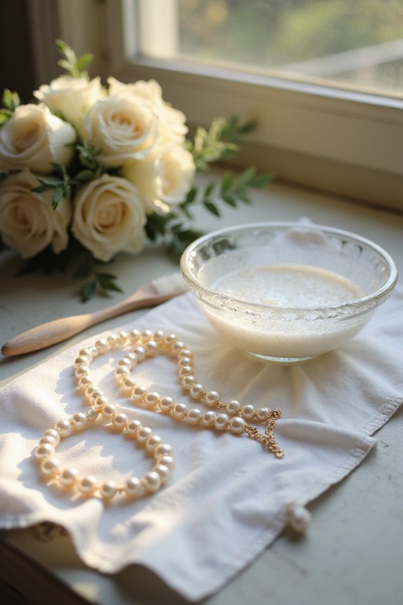cleaning a pearl necklace