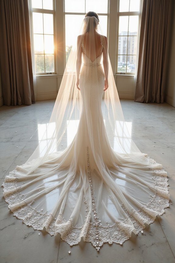 dramatic long bridal veils