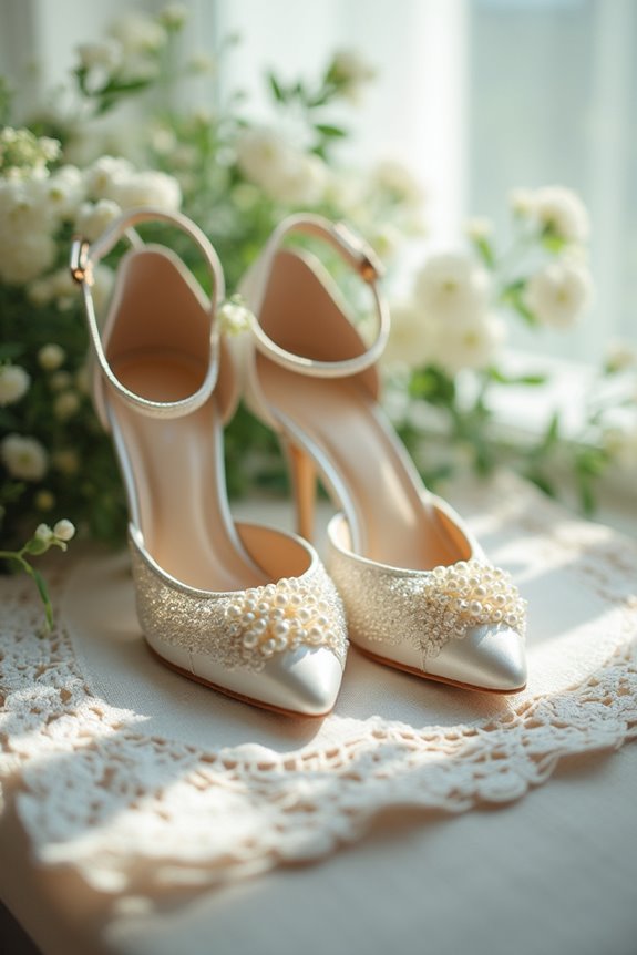 elegant bridal pearl footwear