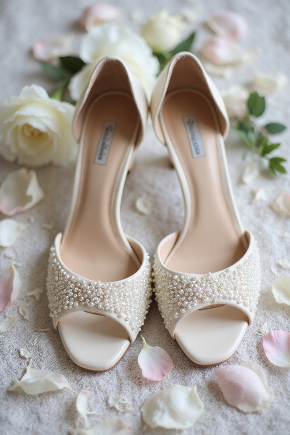 elegant pearl wedding shoes