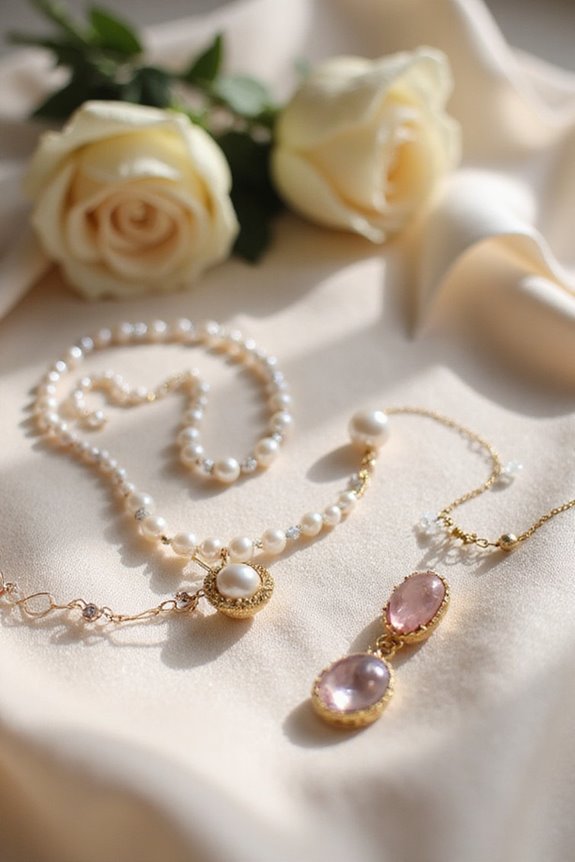 elegant pearls and gemstones