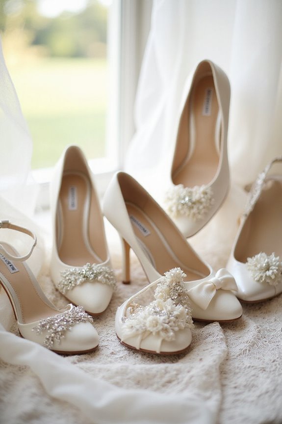 elegant white wedding footwear