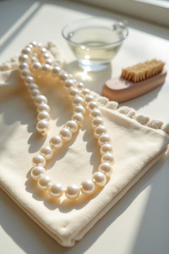 gentle pearl necklace cleaning