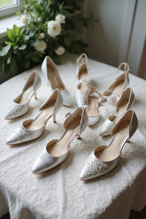 silver wedding shoes selection