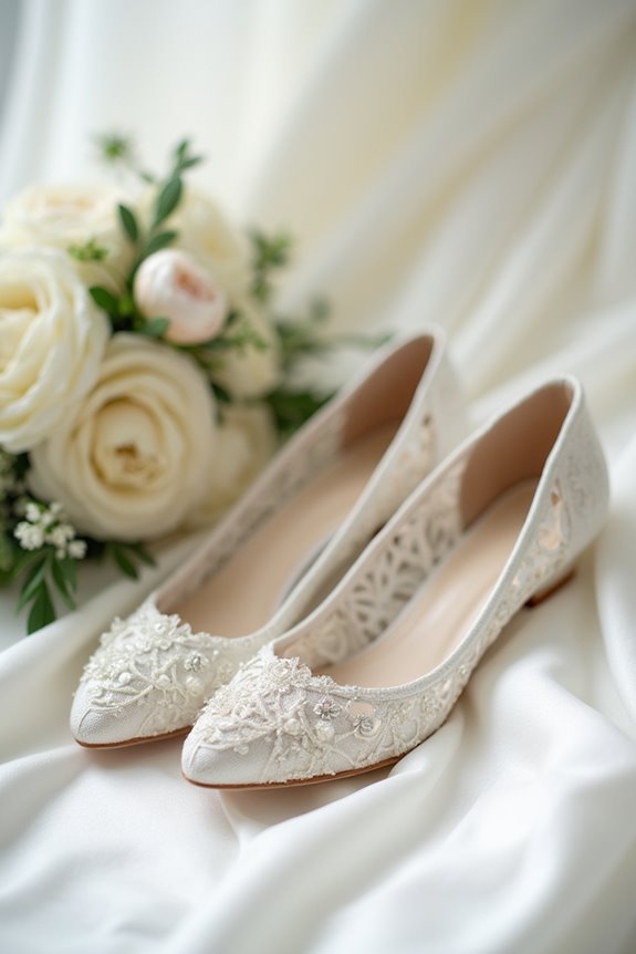 stylish white wedding shoes
